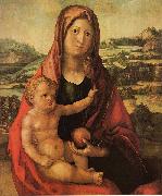 Maria mit Kind vor einer Landschaft